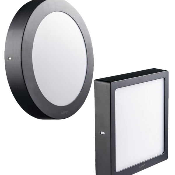 LED Panel ốp nổi nhôm, thân đen, mặt tròn mặt vuông SRPLB SSPLB MPE