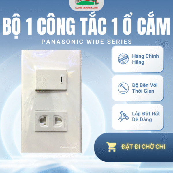 Bộ 1 Công Tắc 1 Ổ Cắm Panasonic Wide Chính Hãng
