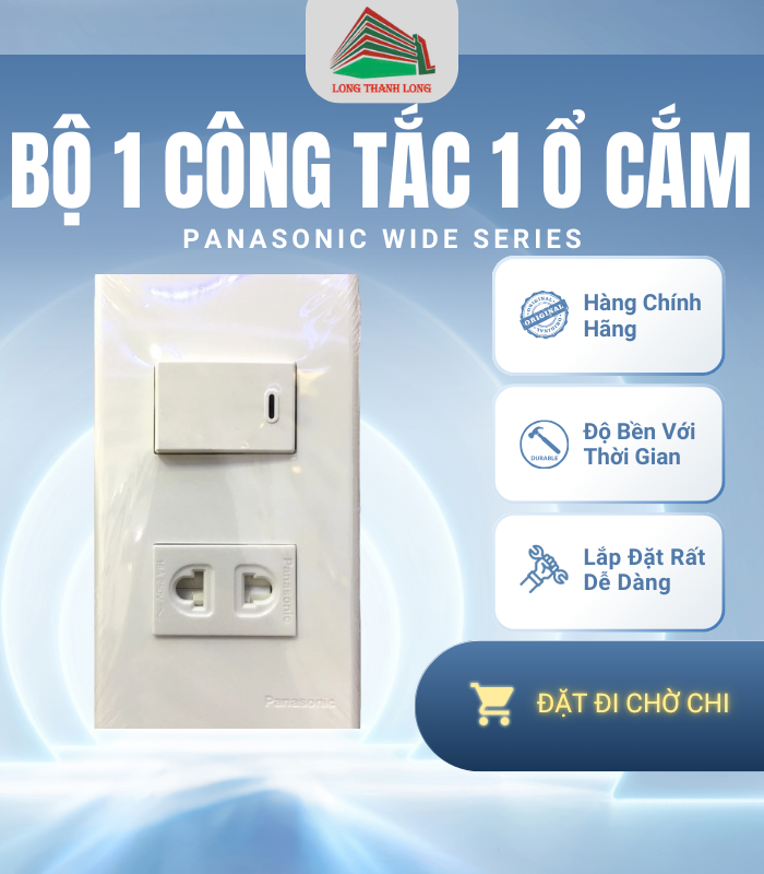 Bộ 1 Công Tắc 1 Ổ Cắm Panasonic Wide Chính Hãng
