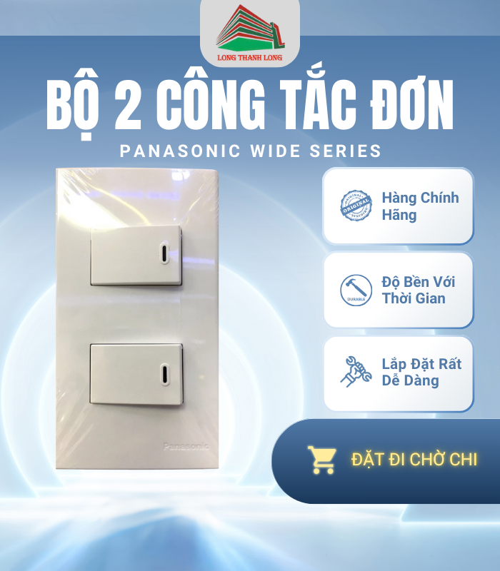 Bộ 2 Công Tắc 1 Ổ Cắm Panasonic Wide Chính Hãng